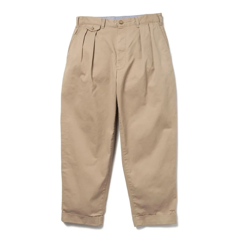 【BEAMS】官方旗艦館 BEAMS PLUS / 男裝 雙打摺 卡其 工裝褲