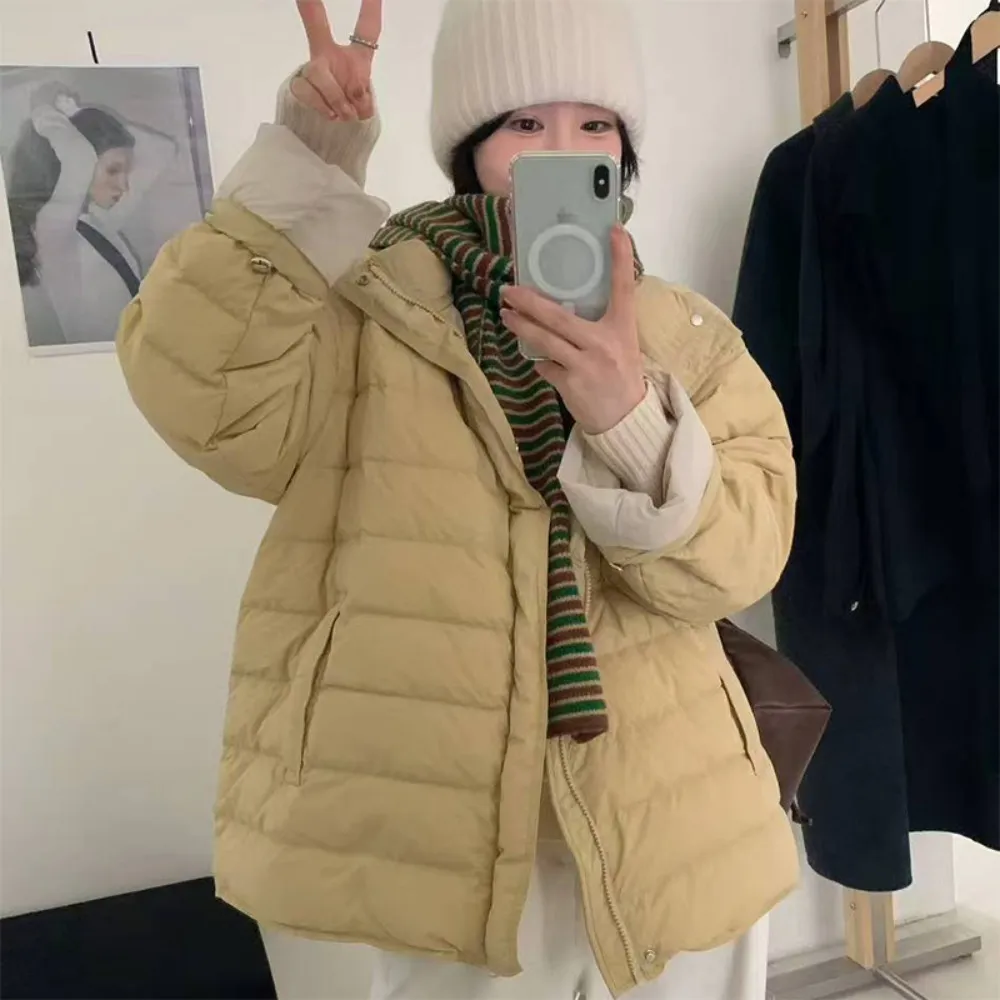 【巴黎精品】頂級真羽絨外套90%鴨絨羽絨衣秋冬外套上衣大碼休閒女裝(立領撞色文藝4色n1lr34)