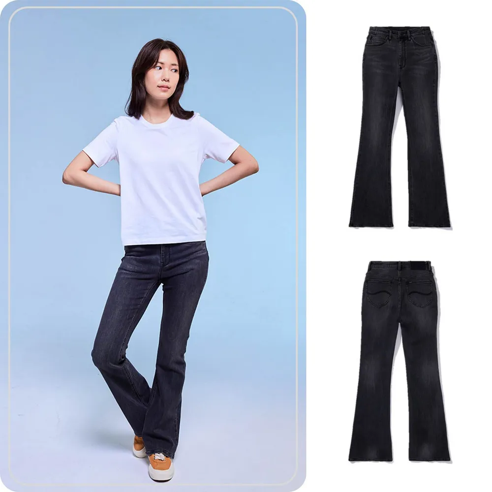 【Lee】女裝 牛仔褲 / 426 高腰修身彈性 喇叭褲型 黑色洗水(LB417119263)