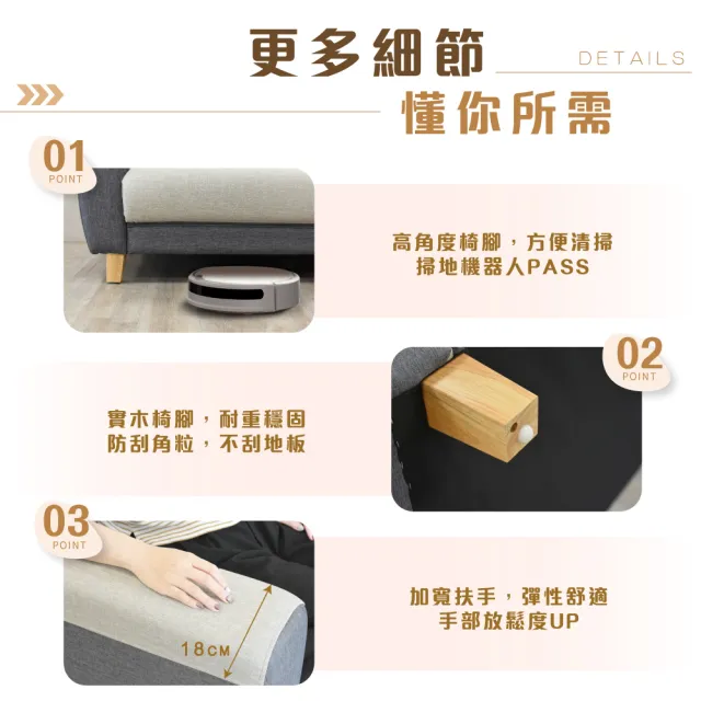 【IHouse】好便宜 台灣製高背S曲線護腰 迴彈貓抓皮沙發  4人座