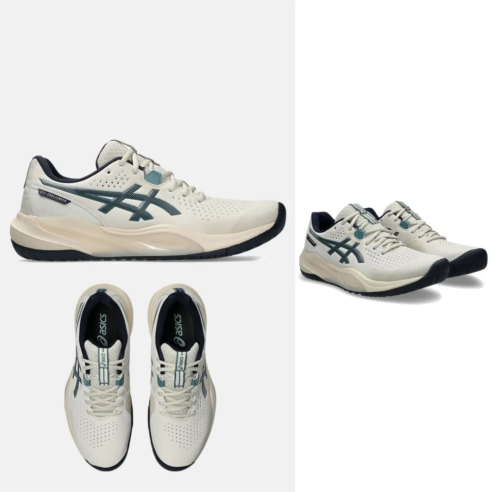 【asics 亞瑟士】GEL-CHALLENGER 15 男款 網球鞋 1041A510-250 燕麥 午夜藍 底線型 亞瑟膠