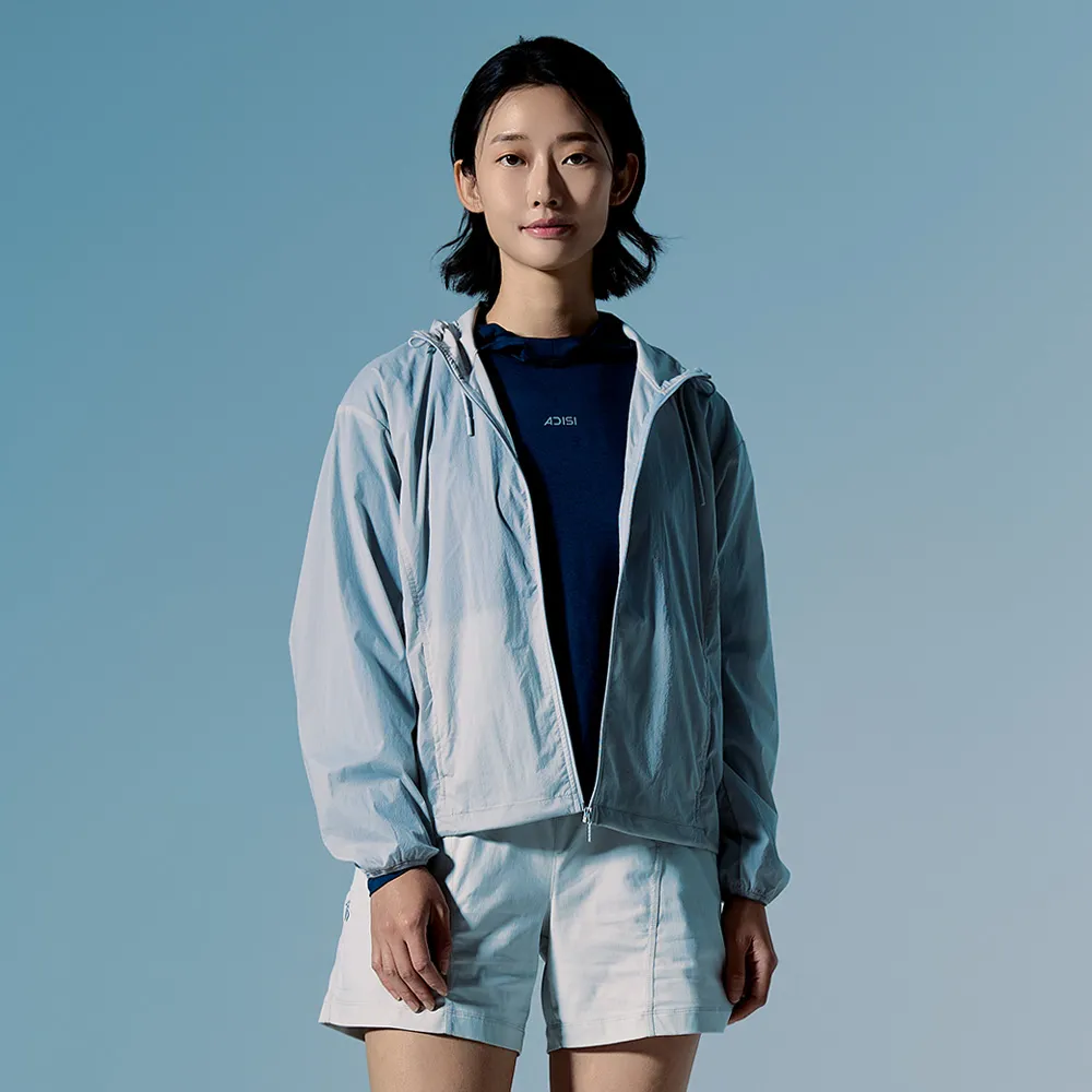 【ADISI】女輕肌感超撥水抗風透氣抗UV外套 AJ2611078 淺灰 M-L｜UPF30+ 輕量 彈性 防潑水 立領外套
