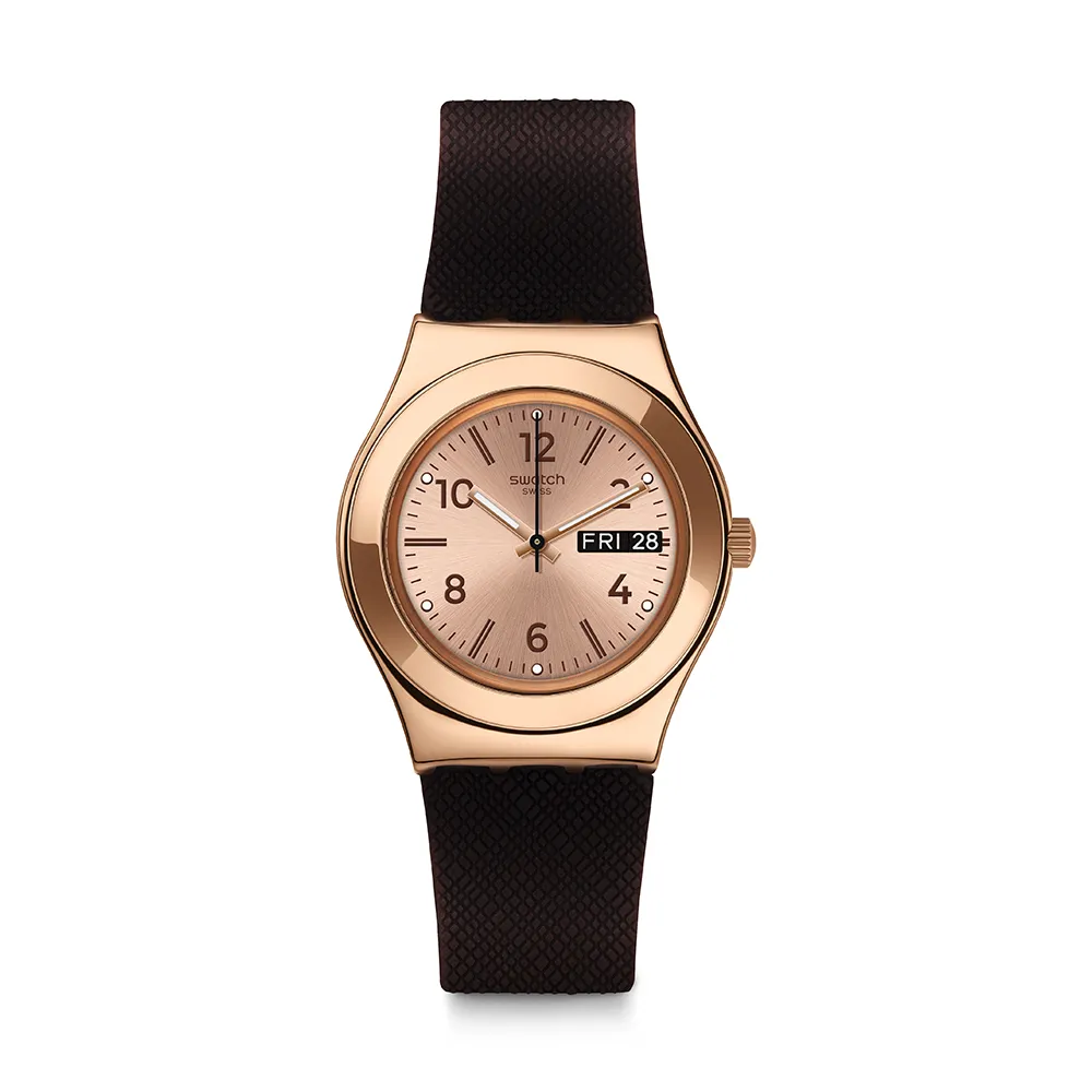 【SWATCH】BROWNEE 金屬手錶/女錶/瑞士製造 YLG701(33mm)