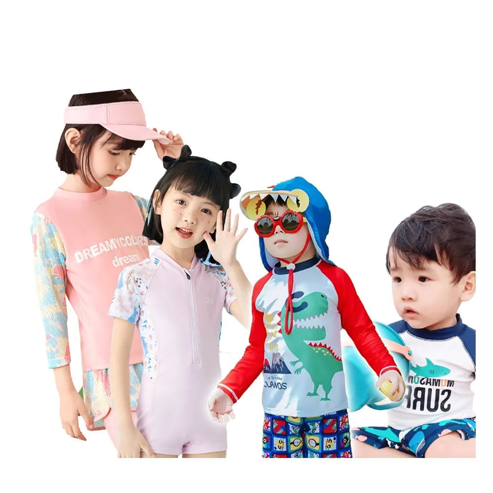 【SWIMFLOW】兒童多件式泳衣 防曬抗UV 多款式(速乾泳衣 泳裝 浮潛泳衣 防曬 水母衣 長袖防曬泳衣)