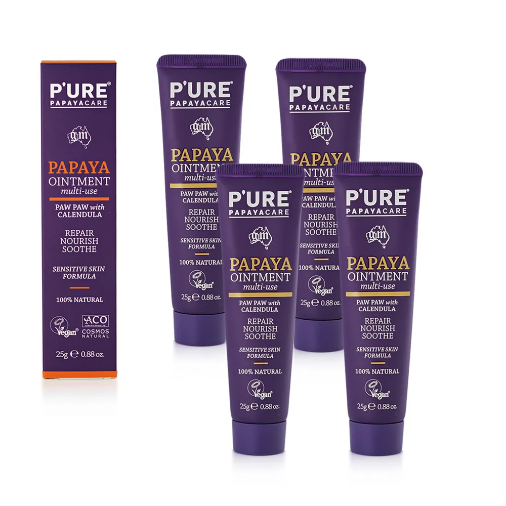 【澳洲 Pure Papayacare】木瓜軟膏含金盞花(4入組 25g/條)