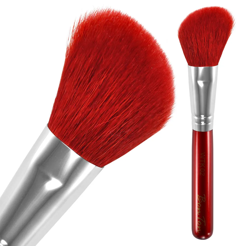 【BonTon】湛紅短柄 斜修容/腮紅刷 WTK02 特級尖峰紅羊毛