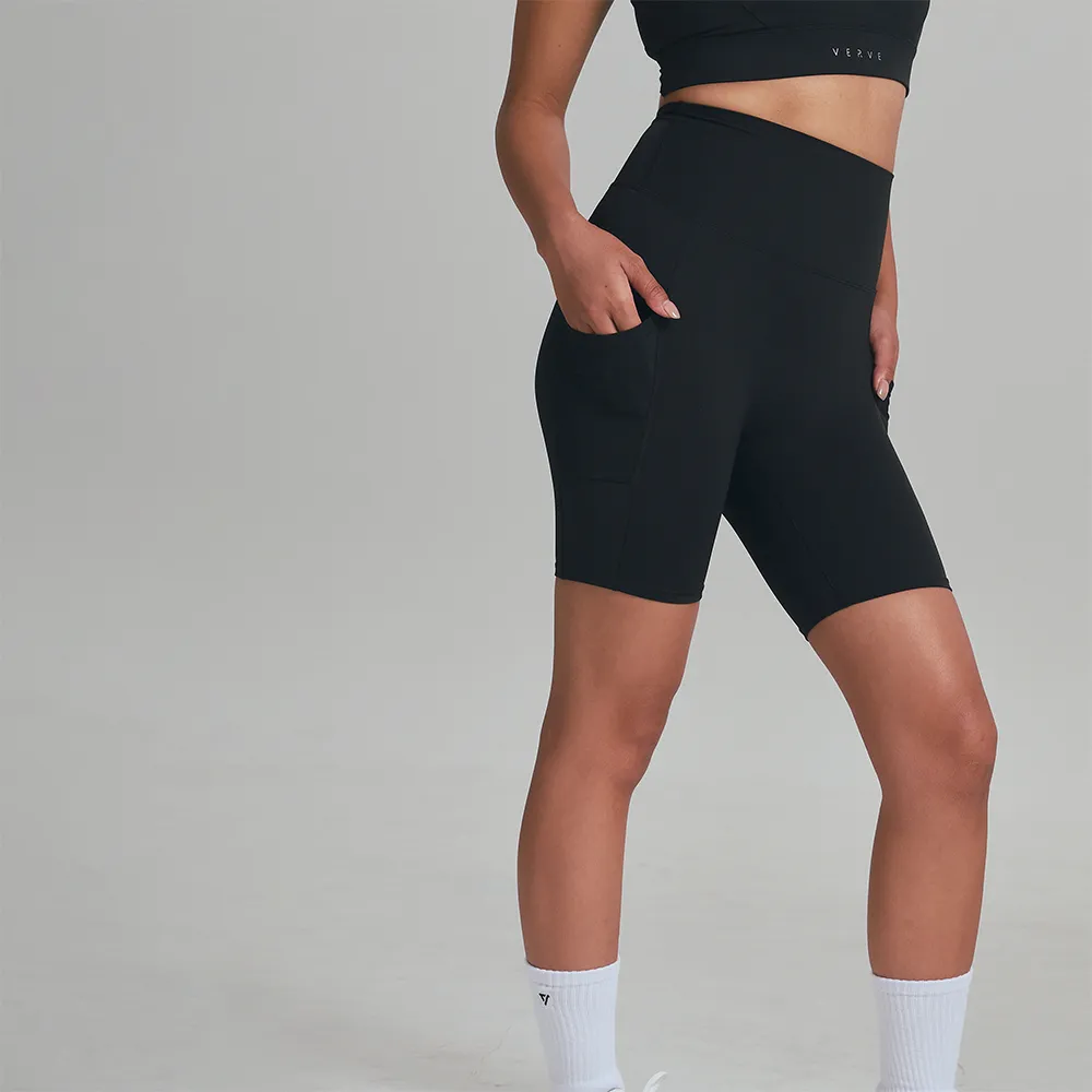 【VERVE】ProFlex316™ 側口袋三分短Leggings(強韌、高支撐力、吸濕排汗、高彈性、冰涼絲滑、短Leggings)