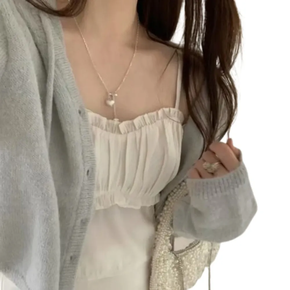 【SeasonsBikini】正韓製 木耳抓皺細肩帶背心-KK147(小可愛罩衫)