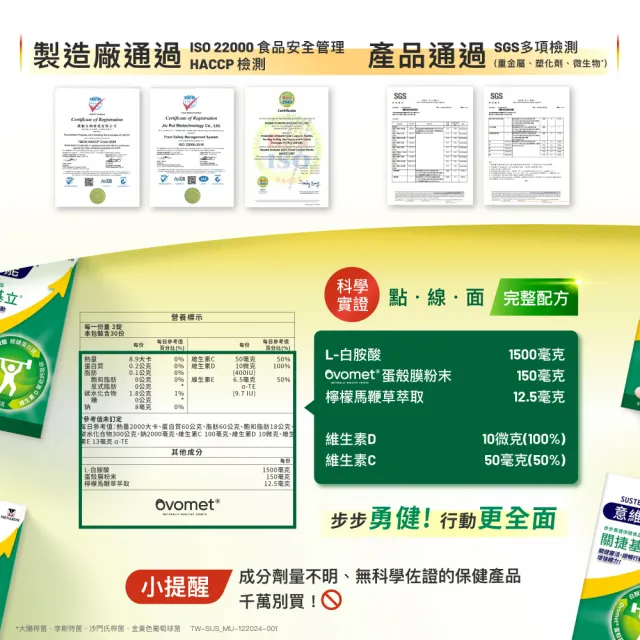【Sustenium 意維能】關捷基立蛋殼膜(90錠/盒x3-Hiker CP代言)