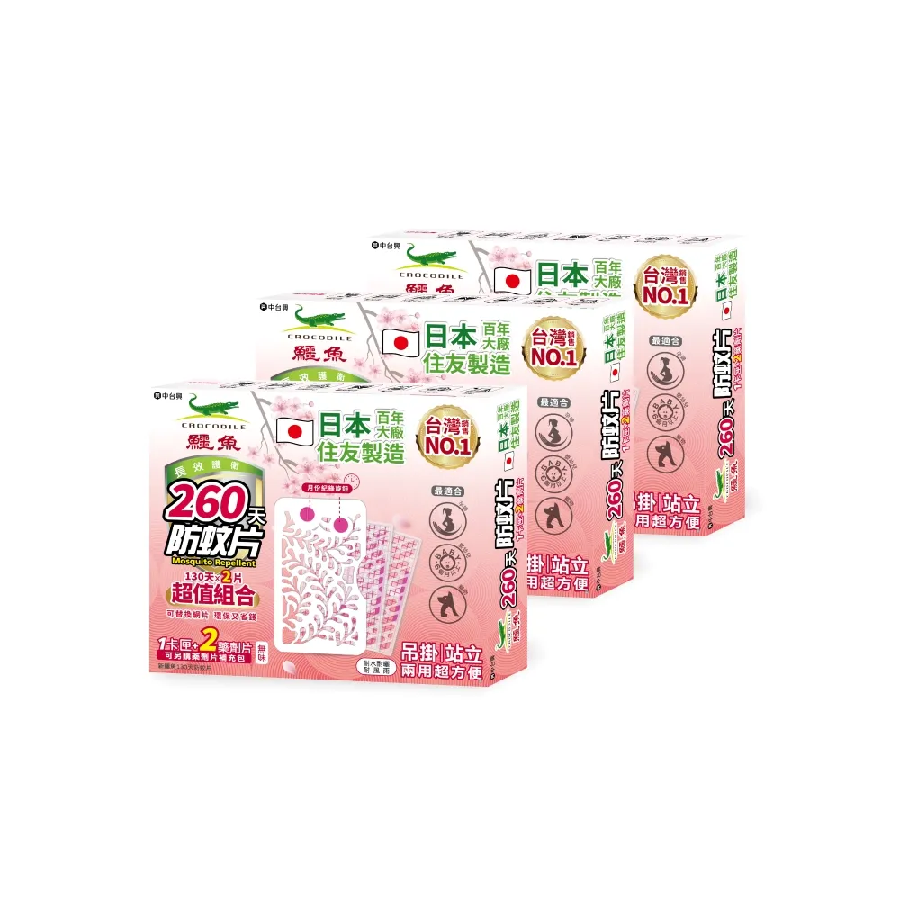 【鱷魚】260天防蚊網片-日本製-3入組(可替換式網片、防蚊掛片)