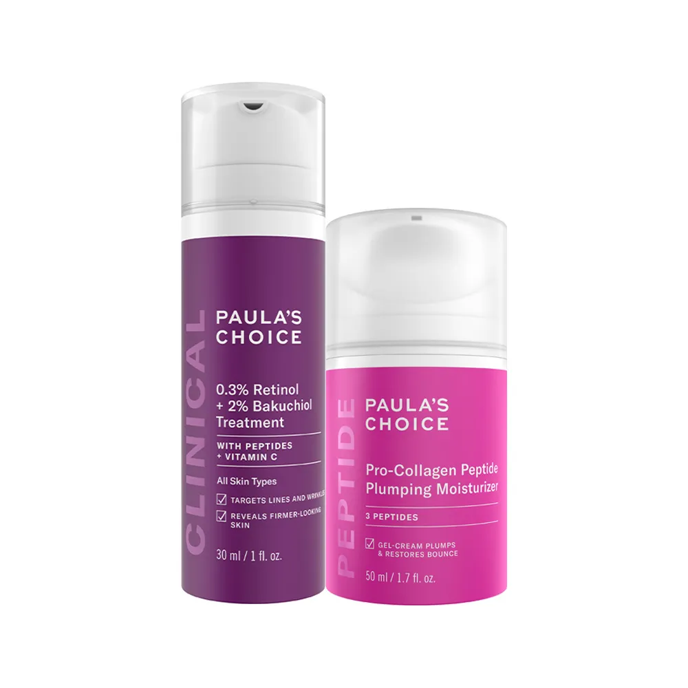 【PAULA’S CHOICE 寶拉珍選】0.3%A醇+2%補骨脂酚精華乳+高效胜肽膠原緊緻霜