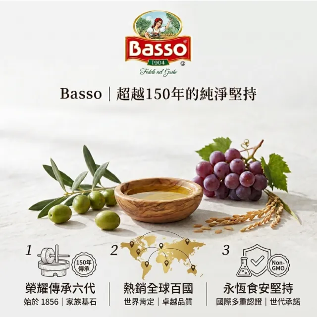 【BASSO 巴碩】原裝進口 純天然玄米油 1公升 x4入(適合高溫調理 最佳不飽和脂肪比例)