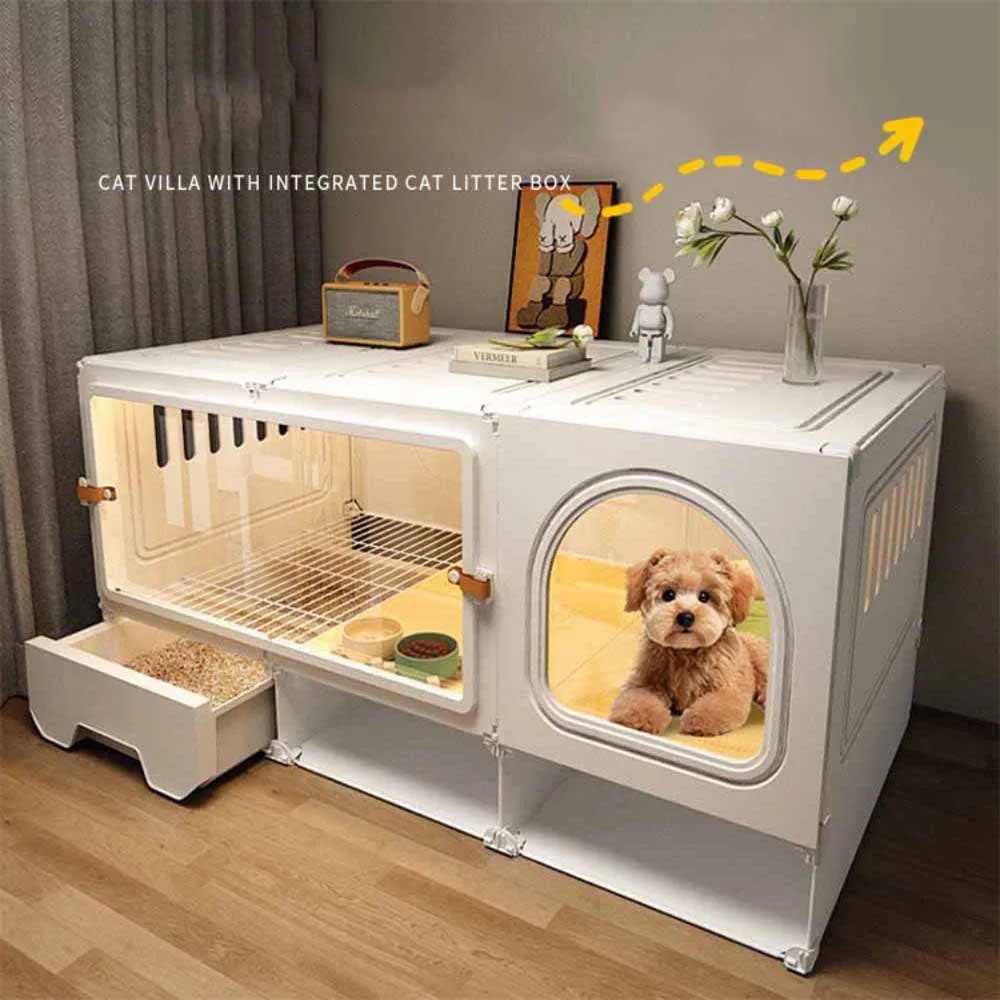 SweetPet甜寵 狗籠子 家用一體帶廁所（106*46*52CM） 小型犬專用狗別墅 狗圍欄 寵物狗窩