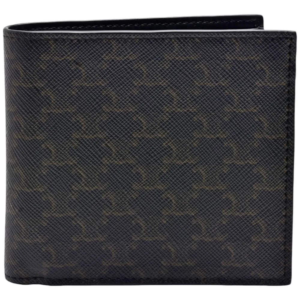 【CELINE】經典TRIOMPHE帆布摺疊短夾(黝黑色10B652BQB .38NO)