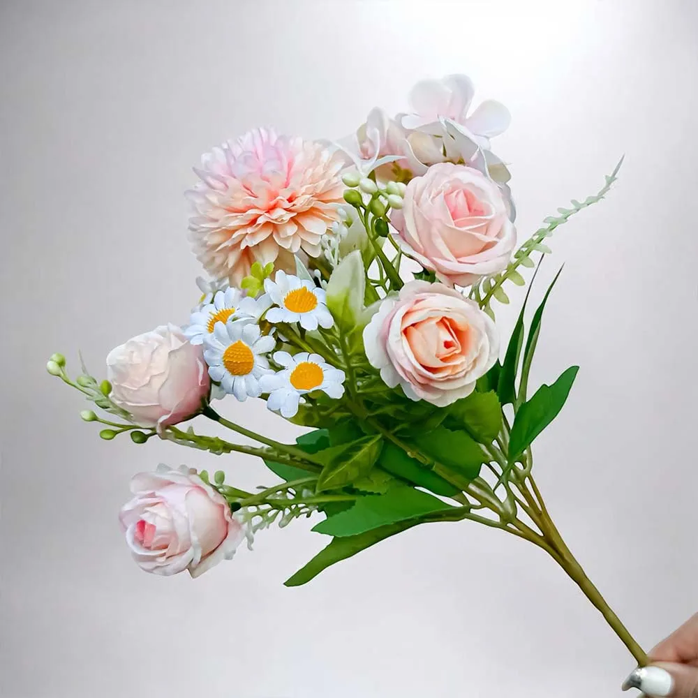 【Floral M】法式小花園玫瑰洋甘菊粉色花束仿真花花材1入組(人造花/仿真花/假花/花藝DIY/裝飾花材)