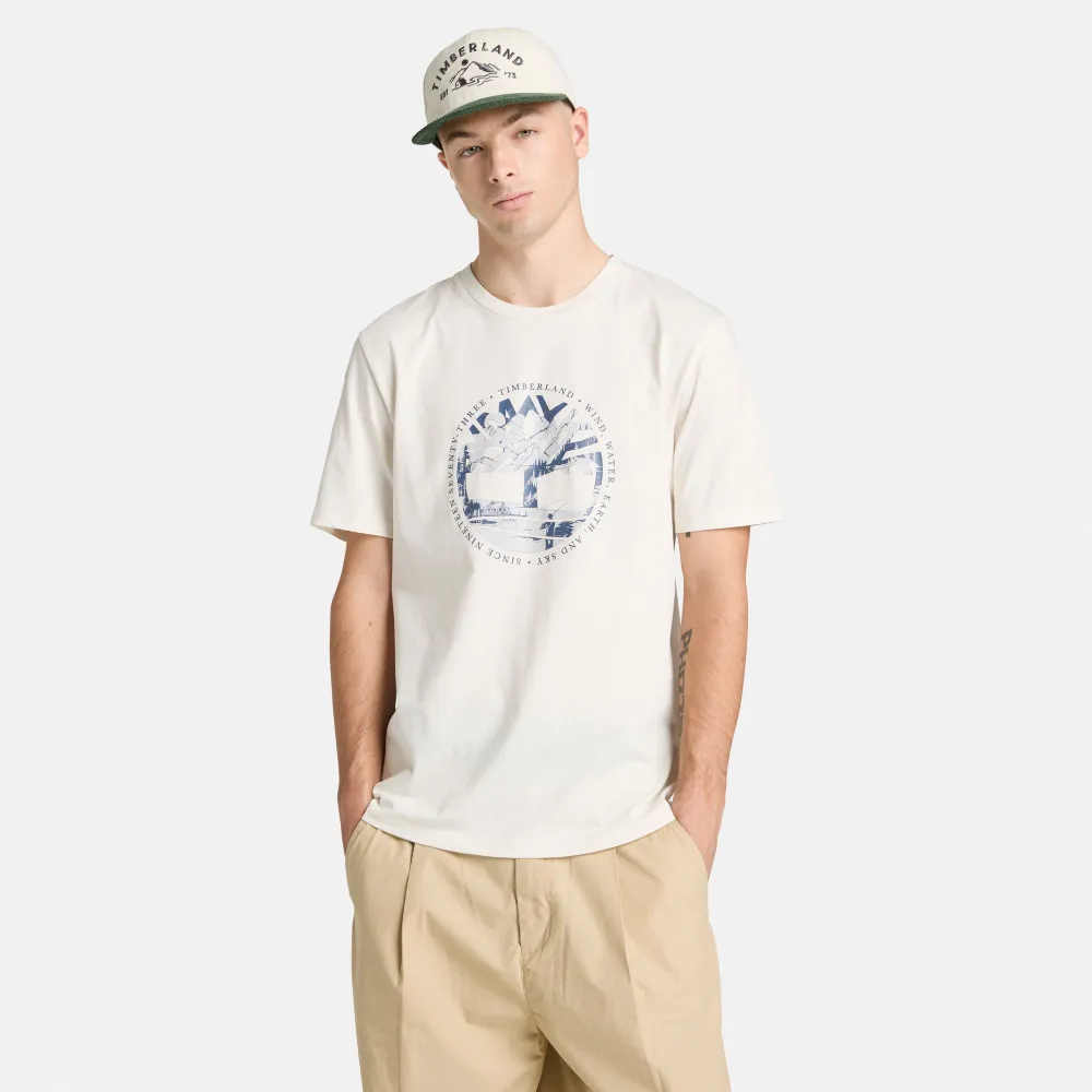 【Timberland】男款白色LOGO圖案T恤(A5SVWCM9)