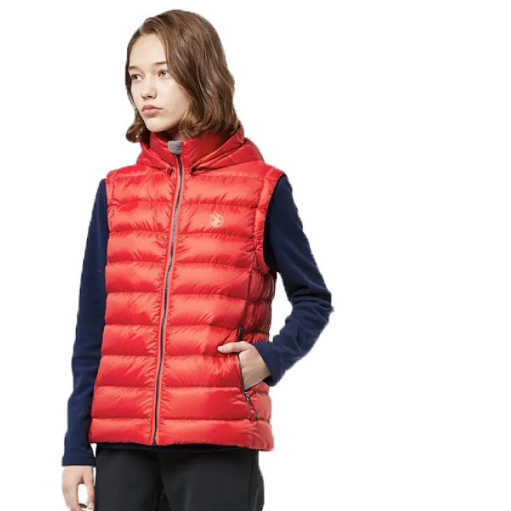【Wildland 荒野】女 700FP可回溯羽絨背心/連帽可拆(0A82171-139 海棠紅)