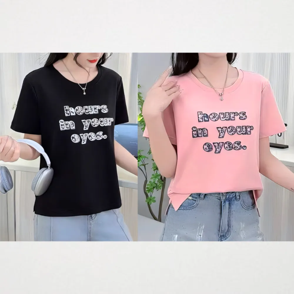 【CHAI YAN 采妍】立體刺繡滑棉短袖上衣(春夏女裝/中大尺碼/字母/寬鬆/透氣)
