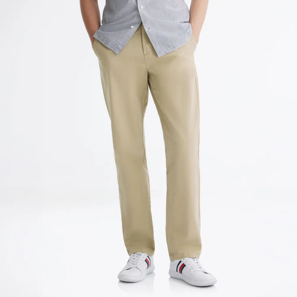 【TOMMY HILFIGER】官方旗艦館TH Flex Denton 棉質斜紋長褲 裸色