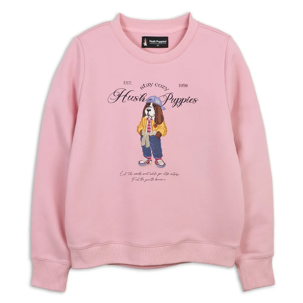 【Hush Puppies】女裝 上衣 美式街頭刺繡泰迪狗上衣 (粉色 / 64210101)