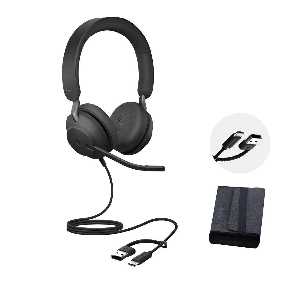 【Jabra】官方直營 Evolve2 40 SE商務會議耳罩式耳機麥克風(頭戴式有線立體聲商用耳機麥克風)