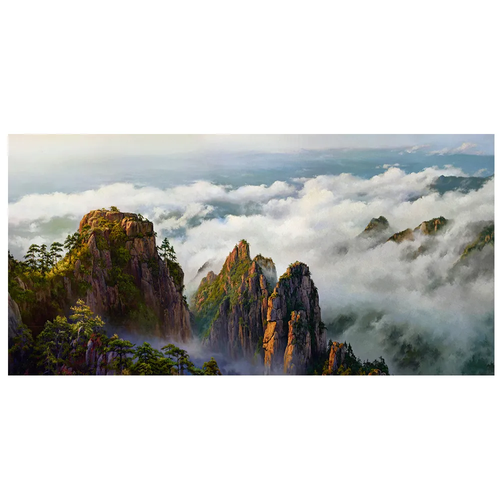 【御畫房】黃山雲海 國家一級畫師手繪油畫60×120cm(VF-137)