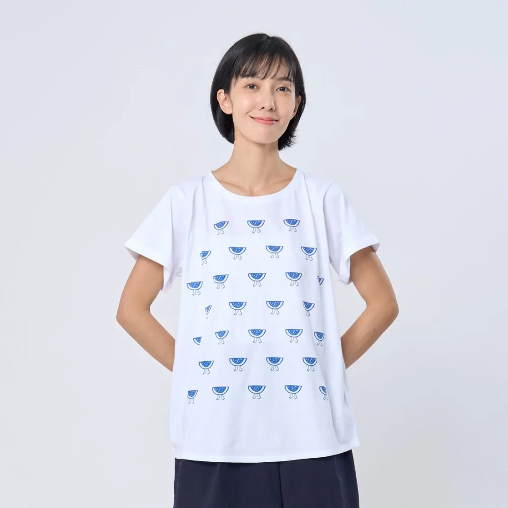 【so that’s me 好我】西瓜片片寬版插畫方袖女純棉T(白色)
