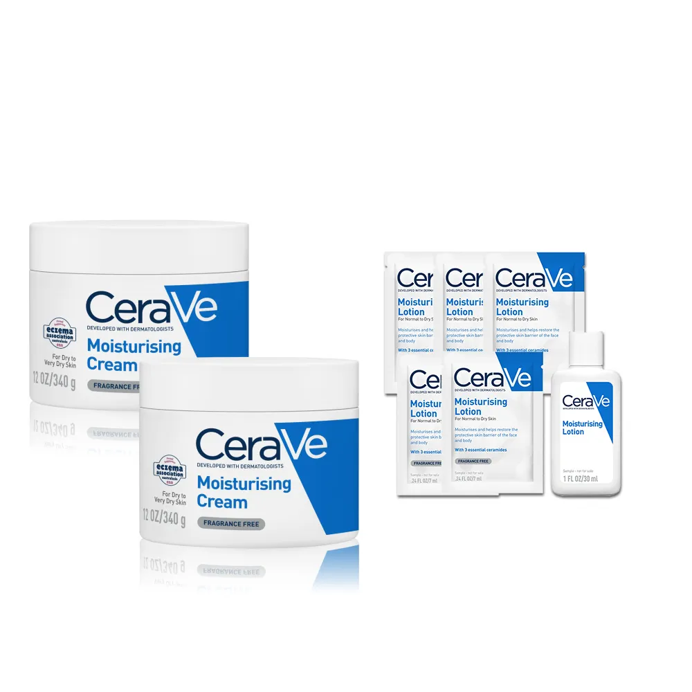 【CeraVe 適樂膚】momo限定雙星組★長效潤澤修護霜340g*2(臉部身體乳霜)