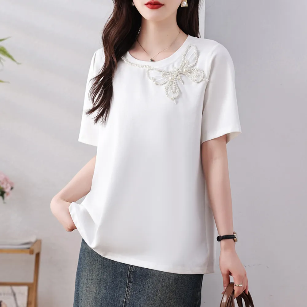 【ALLK 歐楷】新品 釘珠長上衣 2色(尺寸L-XXL/中大尺碼/涼爽/透氣)