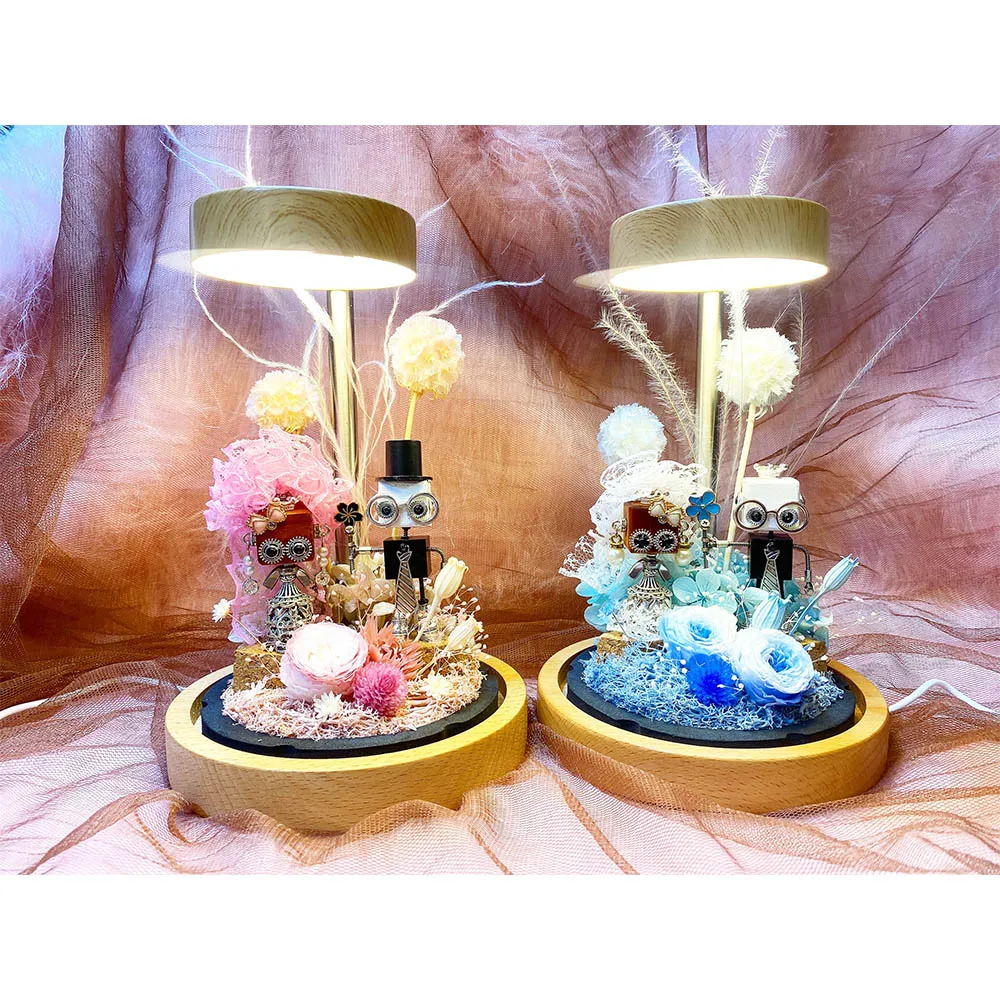 【OSTARA FLORIST 奧斯塔拉花藝】天使光環檯燈 織•鐵木聯名情侶款 共兩款(情人節花禮、永生花、紀念日)