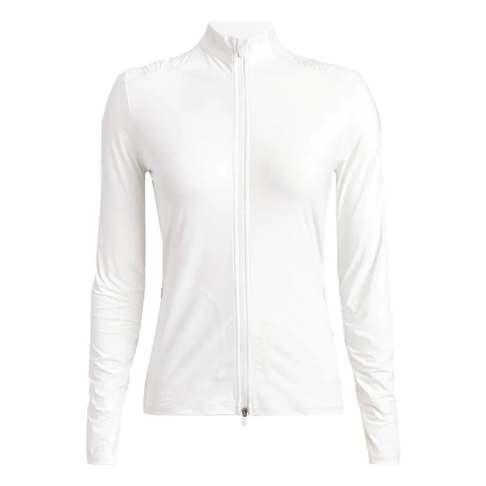 【G/FORE】SILKY TECH NYLON RUCHED FULL ZIP LAYER 女士 拉鍊長袖外套 白色