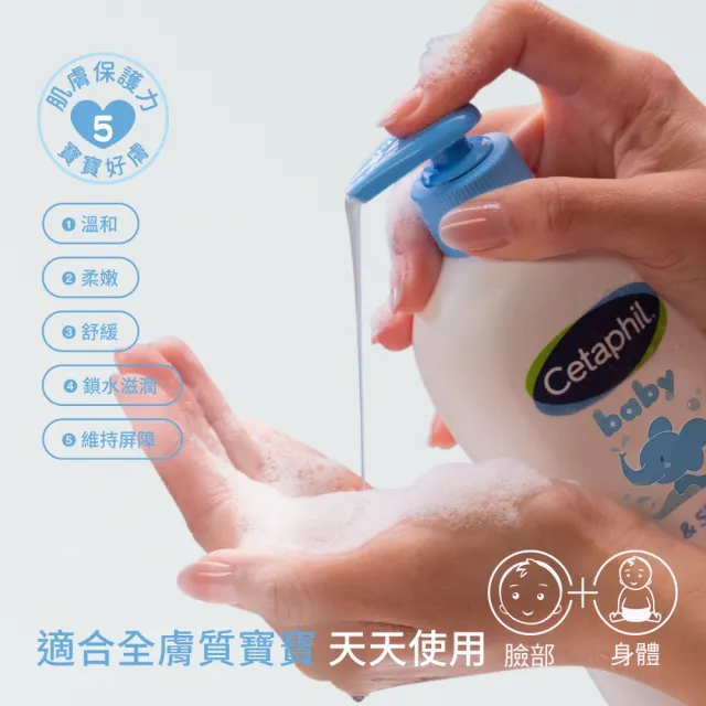 【Cetaphil 舒特膚】官方直營 baby溫和洗髮沐浴乳 400ml*2入(嬰幼洗髮精沐浴乳)