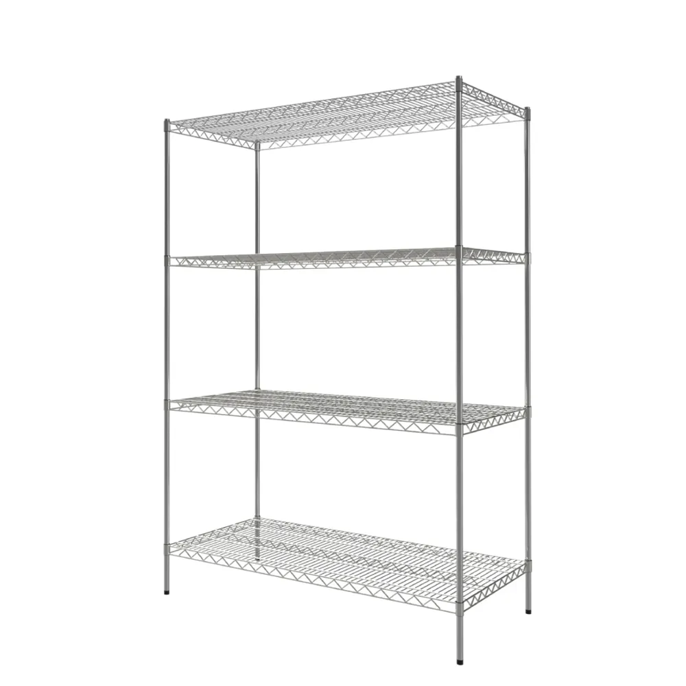 【KIWISH 奇意生活館】鐵架MIT超重型鎖管四層置物架120x60x160cm-電鍍銀(鐵架/層架/置物架/貨架/波浪架)