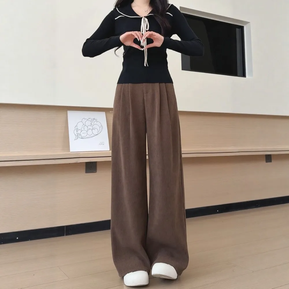 【LANNI 藍尼】★雙扣垂墜闊腿直筒褲(女裝/長褲/寬褲/休閒/百搭/日系/通勤)