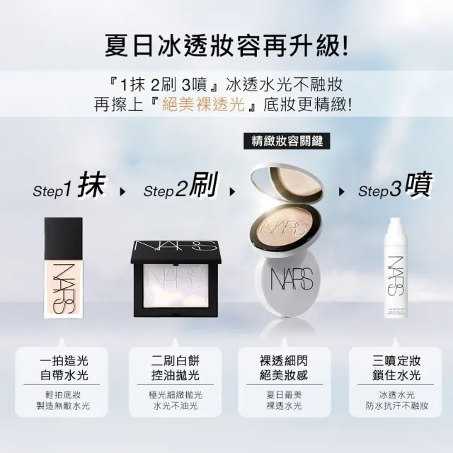 【NARS】官方直營 完美透光底妝組(裸光幻閃亮采餅/裸光肌萃粉底精華)