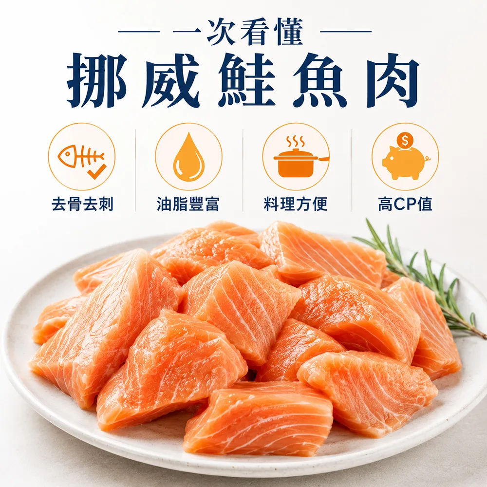 【海之醇】挪威去刺鮭魚肉4包組(淨重500g/包)