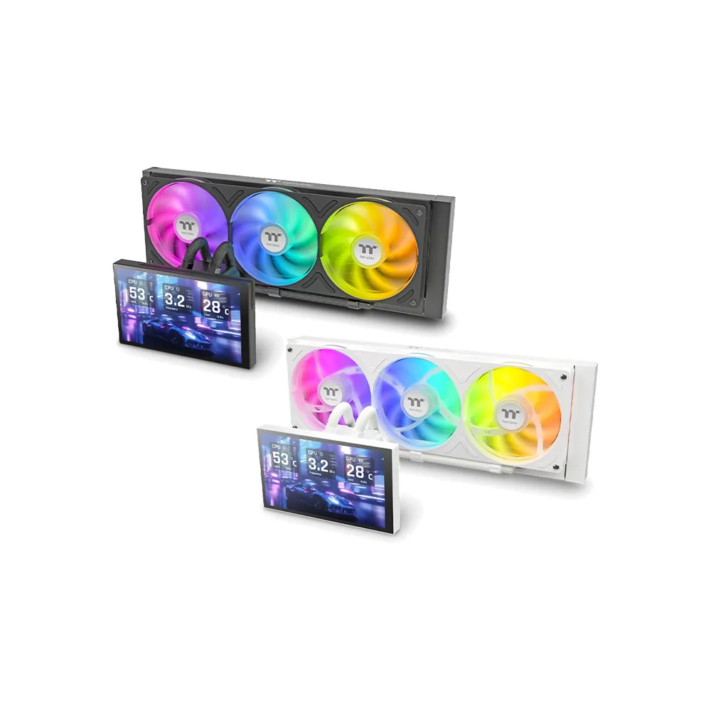 【Thermaltake 曜越】ST360 Ultra ARGB Sync一體式水冷散熱器 7吋LCD液晶螢幕 直橫擺放側出水管設計2500RPM