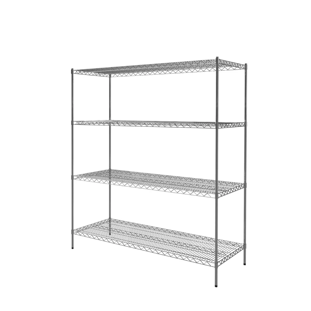 【KIWISH 奇意生活館】鐵架MIT超重型鎖管四層置物架150x60x120cm-電鍍銀(鐵架/層架/置物架/貨架/波浪架)