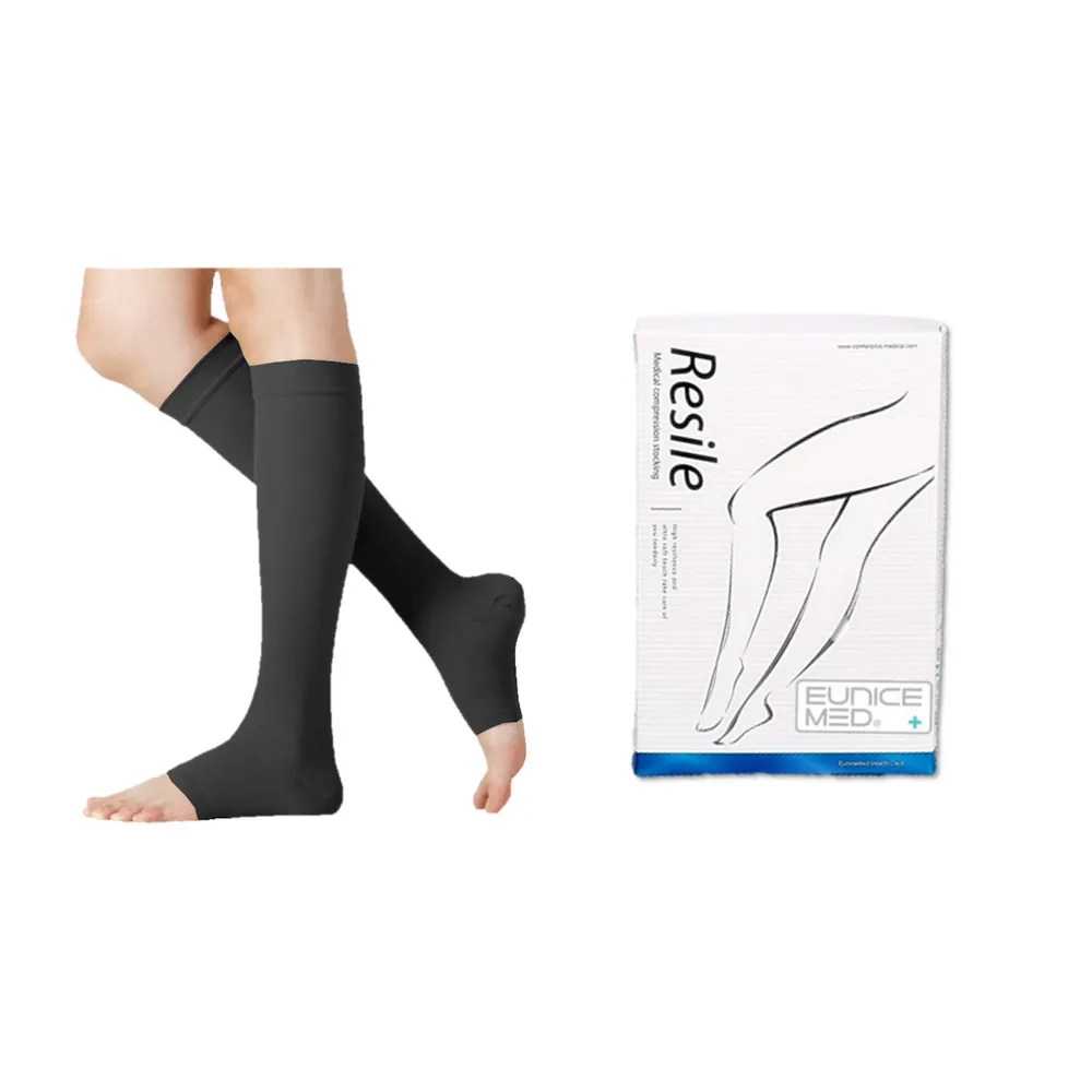 【Eunicemed】醫用輔助襪(CPS-3004-BK 壓力襪 露趾襪 小腿襪 黑色 )