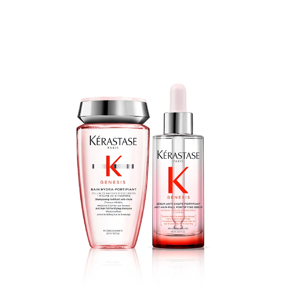 【KERASTASE 巴黎卡詩】粉漾芯生調理組 清爽型(頭皮精華+洗髮精/頭皮保養/蓬鬆/養髮)