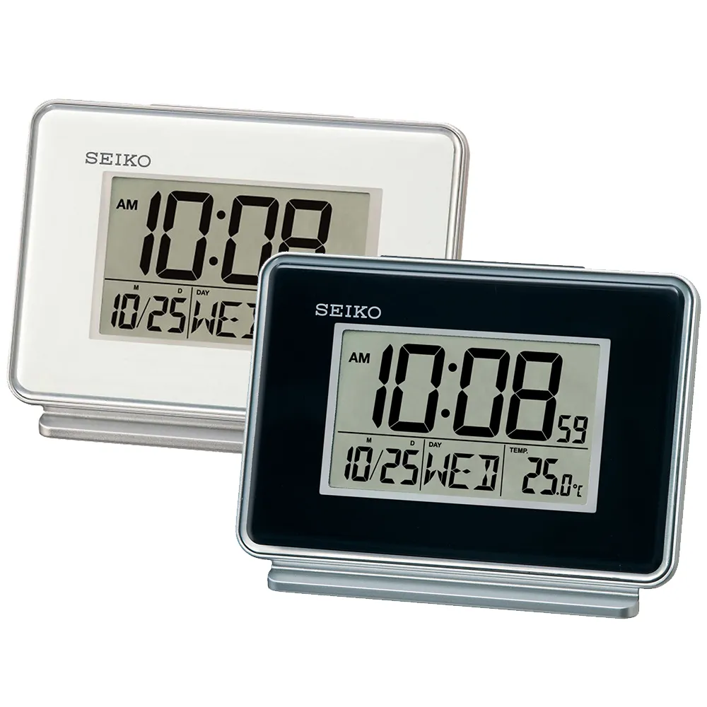 【SEIKO 精工】溫度顯示 雙鬧鈴電子鬧鐘-2色可選 雙11 送禮(QHL068K/QHL068W/速)