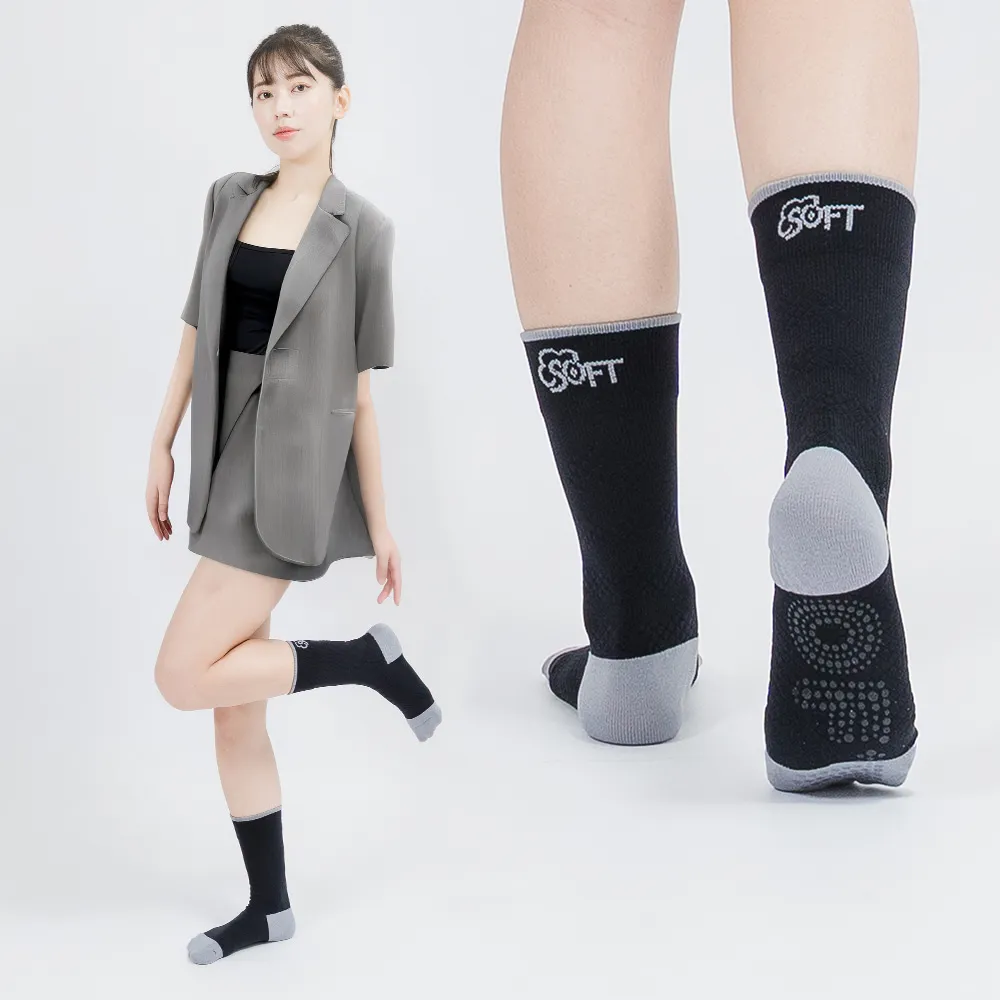 【SOFT】醫療級 輕壓機能中筒襪 成人款 沉穩紳士灰1雙