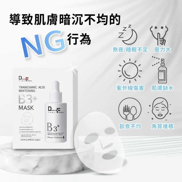 【DF 美肌醫生】傳明酸超透亮淨白面膜(plus B3)(5片/盒)二入組