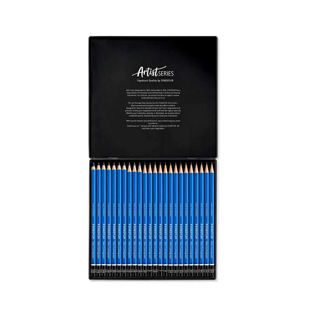 【STAEDTLER 施德樓】施德樓 頂級藍桿素描鉛筆-24入 鐵盒裝 MS100-G24