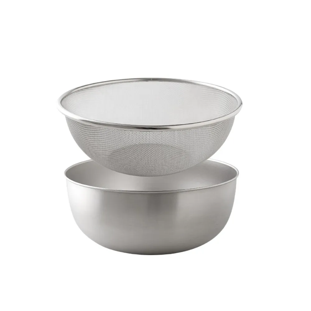 【Arnest】逸品物創 不鏽鋼調理碗+不鏽鋼瀝水濾網24cm(日本製造)