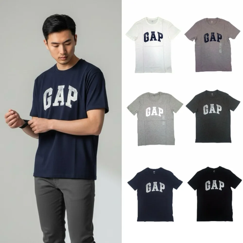 【GAP】GAP 潑墨 短T 情侶款 刷舊 LOGO 竹節棉 T恤 潑墨 棉T T恤 短袖(5720)