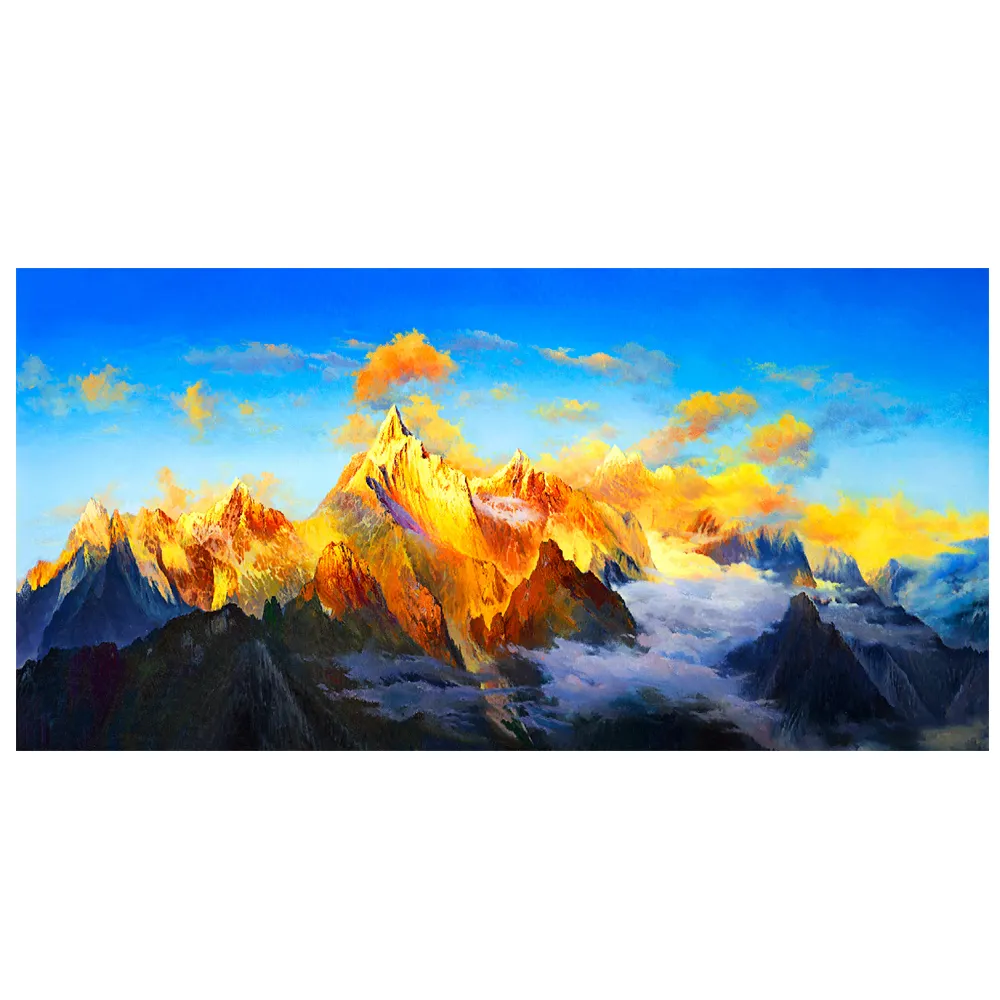 【御畫房】日照金山 國家一級畫師手繪油畫60×120cm(VF-145)