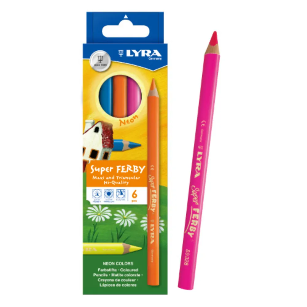 【德國LYRA】三角霓虹彩色鉛筆(6色 油性色鉛筆 霓虹色 三角筆)