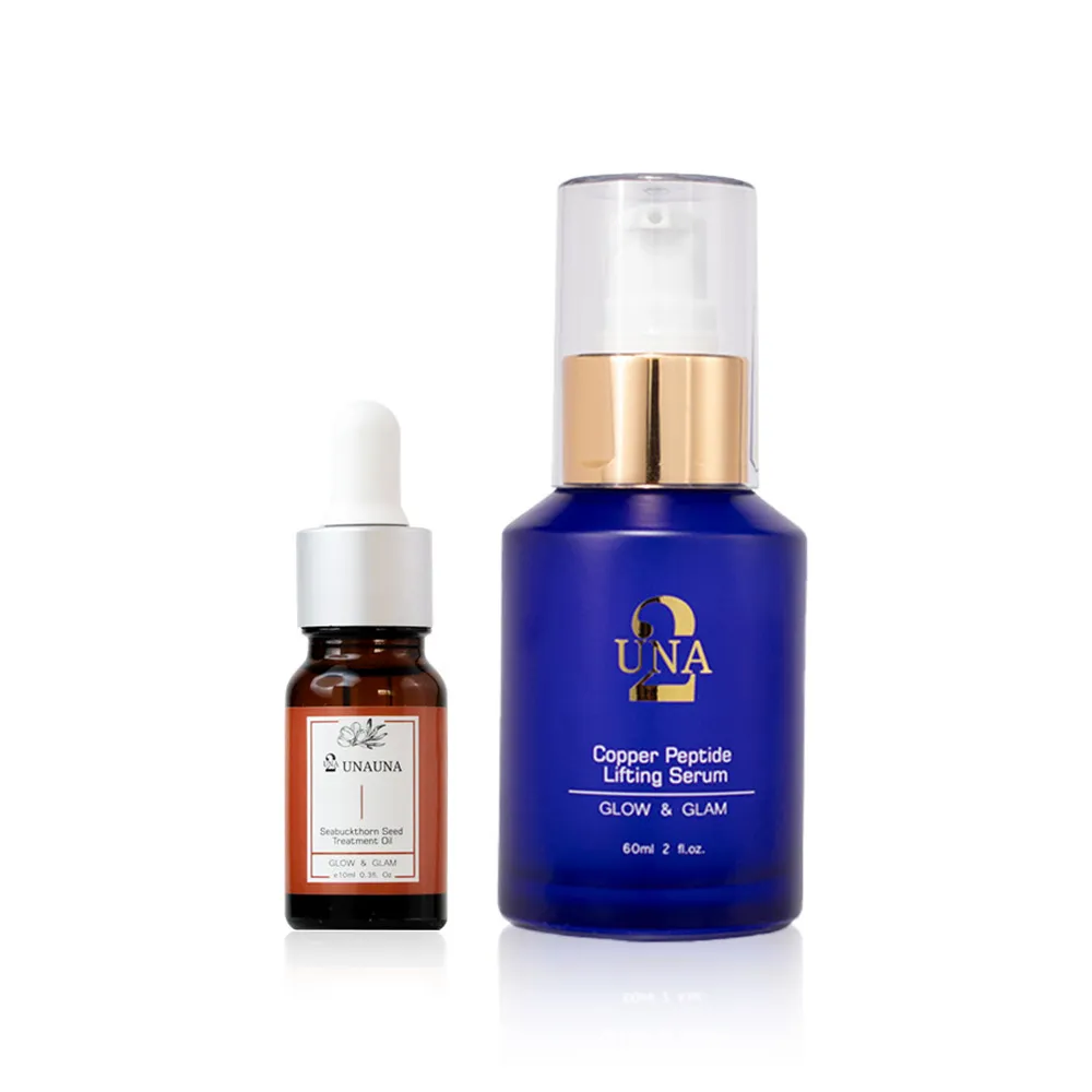【BIOCROWN 百匡】100%純淨沙棘籽油(10ml)+藍銅燕窩胜肽抗老精華液(60ml) - UNA