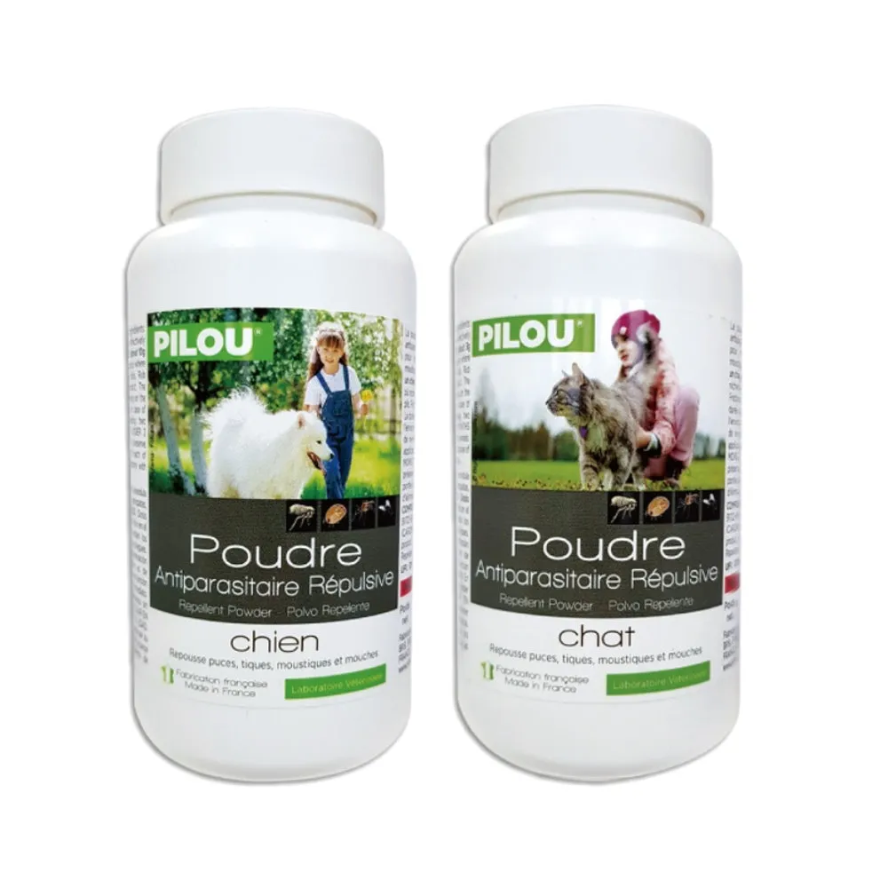 【Pilou 法國皮樂】第二代加強非藥用除蚤蝨乾洗粉 150g*2入組（犬用/貓用）